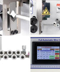 Detail of Auto Wire Stripper And Cutter With Crisp Touchscreen Display Heavy Duty Cable Prep Machine For Pvc Teflon And Silicone showing rollers and touchscreen interface.