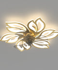 Bladeless Ceiling Fan With Lights And Remote Control 25 Inch LED Flush Mount Golden Finish 72W Modern Flower Shape Design
