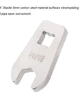 Rock Solid 8MM Disc Brake Spanner Heavy Duty Precision Steel Construction Designed Slick For Hydraulic Cable Adjustment And Bike Chain Tune Ups Goes Hard On Every Mechanic Setup, showing 8mm carbon steel open end wrench with shiny finish.