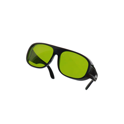 Professional Laser Engraving Safety Glasses With Badass Eye Protection And Hella Reliable 450Nm 1064Nm Nd Yag Blocking For Every Workshop Project Designing And Jewelry Crafting Tasks, black frame with green lenses.