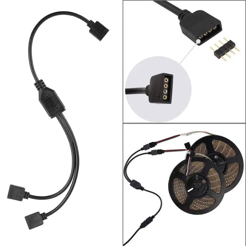 8mm Wide LED Strip Connector Kit 4 Pin RGB Rope Lights Gapless Solderless Clip With 32.8ft Extension Wire And L Shape PCB visible