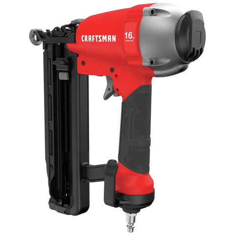 Finish Nailer 16 Gauge Pneumatic With Oil Free Motor, side view showing tool free depth of drive adjustment feature.