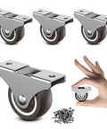 1.5 Inch Fixed Caster Wheels Low Profile TPR Rubber Casters For Furniture Drawers Storage Boxes Includes Silver Hardware 4 Pack with screws
