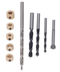 Top Notch 5 Piece Pocket Hole Drill Bit Set Made From High Speed Steel With Adjustable Depth And Three Knife Points For Super Clean Woodworking Holes In Just About Any Project You Got Going On. five HSS drill bits and depth collars