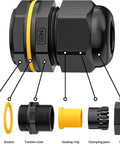 Detailed view of M25 Cable Gland 1.5 Thread Black IP68 Waterproof Connector with labeled parts including seal nut and clamping jaws.