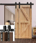 Black Wood Sliding Barn Door Hardware Kit For Double Doors Top Mounted Bypass Roller System Easy Install rustic style