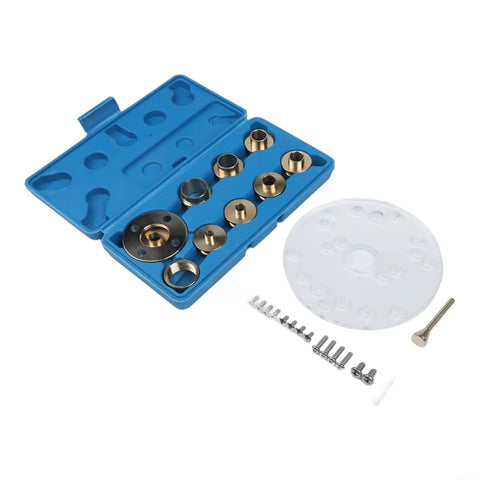 Straight Shooter Acrylic Router Base Plate With Dead On Centering Pin And Ten Piece Brass Guide Bushing Set for precise routing.