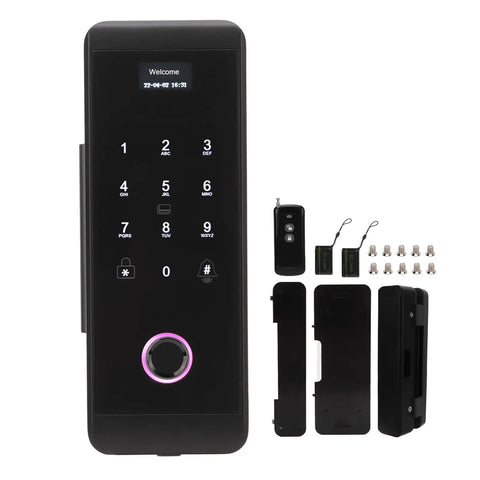 Biometric Door Lock With No Keys Needed And Four Easy Unlock Methods Fingerprint Password IC Card Or Keypad Plus Remote Unlock Black