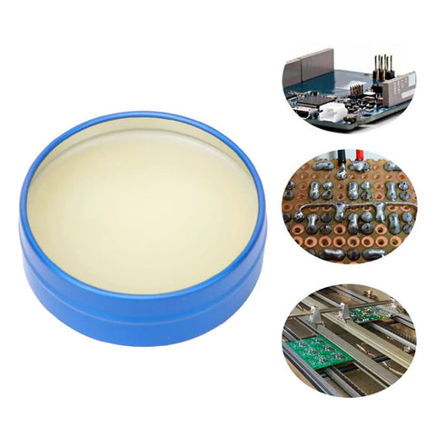Open container of All Purpose Solder Flux Paste For Electronics Rosin Flux For PCB SMD BGA PGA Soldering Non Corrosive And Non Conductive