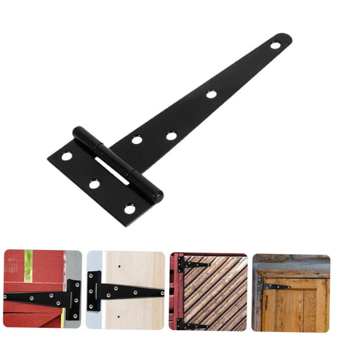 Eight Piece 5 Inch Black Painted Galvanized Metal T Hinges Weld On Slip Joint For Outdoor Doors Sheds Cabinets And Chests Residential Use Built Tough