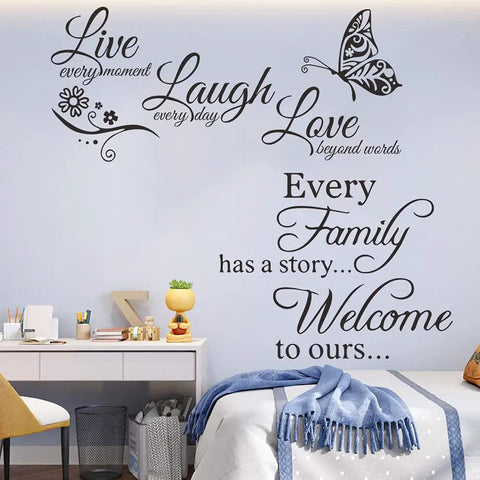 Two Pack Family Inspirational Wall Decals With Motivational Quotes Vinyl Stickers Live Every Moment Laugh Every Day Love Beyond Words