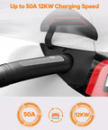 Top Notch 21 Foot Ev Charging Extension Cable 50 Amp 240 Volt Nacs Connector With Slick Lock Lever Delivers Fast 12Kw Level Two Juice for charging EV with 50A speed.