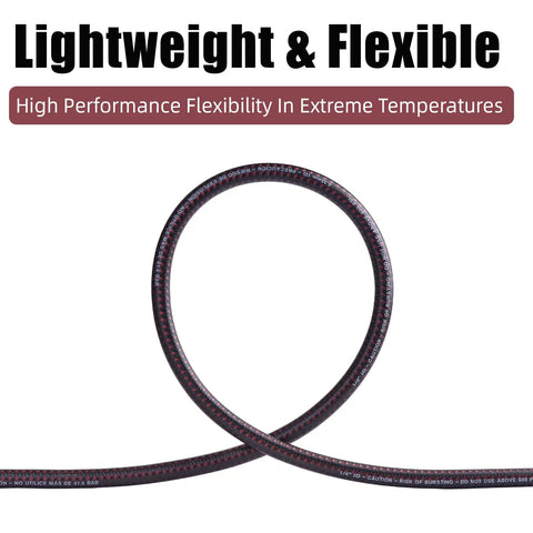 Beefy Heavy Duty Hybrid Air Hose For Industrial Compressors One Quarter Inch By Twenty Five Foot 600 PSI coiled for flexibility