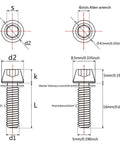 Diagram of Titanium M5x16mm Hex Allen Bike Stem Bolts With Washer Black Finish 6 Pack Ride Ready Pro Grade 5 dimensions
