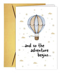 Hot Air Balloon Adventure Baby Shower Card For New Parents Funny Congratulations Card Blank Inside 8x5.3 Inch Size With Envelope