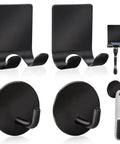 Razor Holder And 304 Stainless Shower Hooks Set Heavy Duty Adhesive Wall Mounts for Towels Coats Hats Waterproof Matte Black