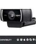 Hella Crisp 1080P HD Webcam For Smooth Streaming And Ridiculously Clear Video Recording With Autofocus And Dual Mics, black design.