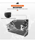 Ride Ready Waterproof Motorcycle Toolbox Left Side Carrying Case With Drop In Storage Pouch showing waterproof design and stainless steel.