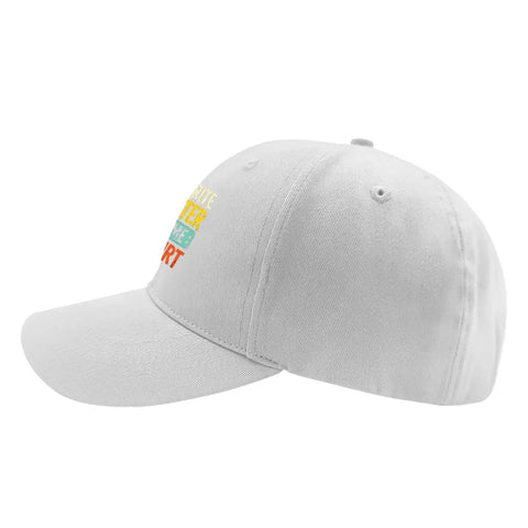 Side view of My Favorite Granddaughter Gave Me This Cool White Men Adjustable Cap Hat With Washed Cotton Look, six air holes visible.