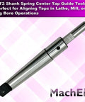 MT2 Morse Taper Shank Spring Loaded Center Tap Guide Tool for tap alignment with a polished metal finish and spring feature.