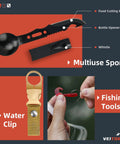 12 In 1 Survival Gear Kit For Outdoorsy Dads And Guys Gift Set Perfect For Fathers Day Fishing Hunting Camping And Adventure Enthusiasts Birthday Gift For Him showing multiuse spork, water clip, and fishing tools