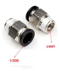 One Half Inch Push To Connect Air Fittings Quick Connect To Three Eighths NPT Male Straight Two Pack Works With Air And Water No Freezing
