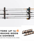 Fishing Rod Holder For Garage Or Wall Or Ceiling Mount, A Heavy Duty Rack That Keeps Your Rods Safe And Tidy, Stores Up To Six Rods
