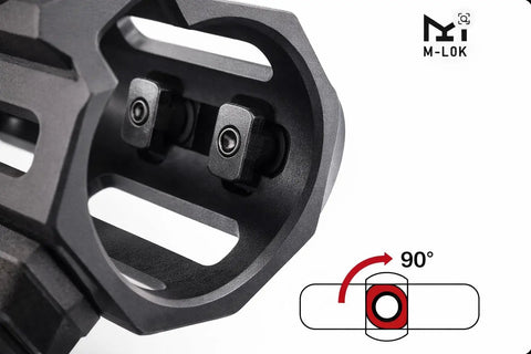 Mlok Rail T Nut Replacement Screws 10 Pack Kit With Self Locking Thread Pads, close-up of mounting detail on tactical accessory.