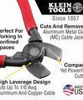Sleek Six Point Five Inch Compact Cable Cutter Featuring High Leverage Action For Hella Easy Aluminum And Copper Wire Snipping With Zero Mechanical Hassle And Top Shelf American Forged Steel, cutting aluminum cable jacket.