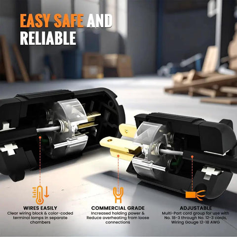 Heavy Duty 20 Amp NEMA 5-20 Plug and Receptacle Set 125 Volt 2-Pole 3-Wire Replacement Cord End with See-Thru Wiring Block