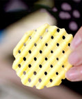 Yellow wave waffle crinkle cutter for potatoes; kitchen slicer tool