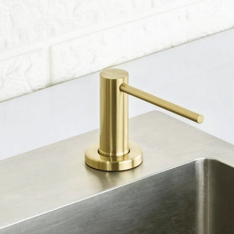 Champagne Gold Stainless Steel Soap Dispenser With Built In Bottle Countertop Pump for Kitchen or Bathroom on stainless steel sink