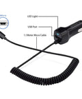 Top Notch Retractable Car Charger With Spring Loaded Micro USB Cable That Slides Out To Three Point Six Feet, featuring 1.1M cable and LED indicator.