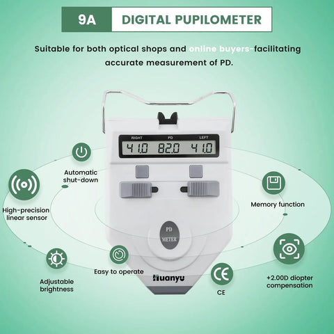 Digital PD Meter With Memory Function LCD Display For Eyes, Optical Pupilometer, Diopter Compensation, PD Measurement Tool