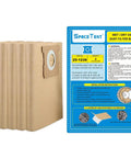 Five Pack Replacement Shop Vac Filter Bags 25 1238 for Stanley and Porter Cable 4 Gallon Wet Dry Vacuums, packaging view.