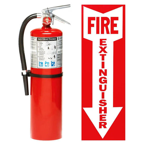 Solid Ten Pound Refillable Abc Fire Extinguisher With Wall Mount Steel Cabinet, 21 inch size, ready for commercial use.