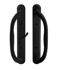 10 Inch Olympus Sliding Patio Glass Door Offset Pull Handle Set Replacement Non Keyed Black Finish Fits 3 15/16 Inch Hole Spacing And 1 1/4 To 2 1/4 Inch Door Thickness With Four Hole Pattern Escutcheon Plate shown in black