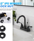 One Half Inch Ips Faucet Mounting Lock Nut Two Pack For Sink Installation Durable Abs Plastic shown with faucet in bathroom setting.