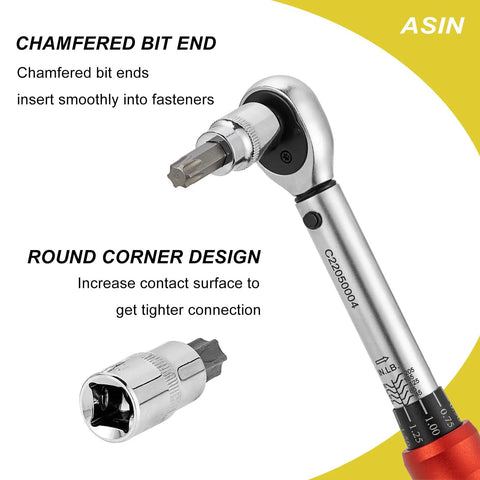 Ratchet tool with socket from 64 Piece External Torx Socket Set With 1/4 3/8 1/2 Inch Drive, Pro Grade Master Hex And Star Bits
