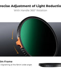 55mm Variable ND Filter ND3-ND1000 1.5-10 Stops For Cameras, adjustable 28 layer coating, 360° rotation, slim frame