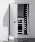 Rock Solid Aluminum Attic Access Door With Key Lock Smooth Ceiling Panel For Drywall Homes showing open door with utility access.