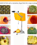 Effortless Whole Fruit Citrus Juicer Press Featuring Smart 3 Leaf Tech with orange and sliced fruits around it.