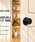 Solid Die Cast Zinc Escutcheon Backplates Cover Those Awful Screw Holes And Lock Down Loose Knobs On Bifold Closet Doors, matte black door knob and backplate.