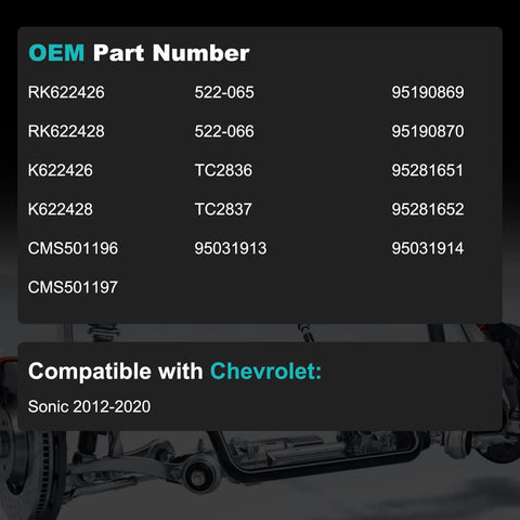2-Piece Front Lower Control Arms With Ball Joint Fit Chevrolet Sonic 2012 2013 2014 2015 2016 2017 2018 2019 2020 OE-Grade Replacement Beefed-Up Steel Direct Fit Suspension Upgrade For Smoother Handling And Tight Steering, OEM part numbers and Sonic 2012-2020 compatibility