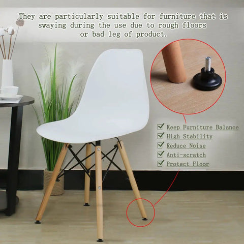 Chair with M8 Threaded Furniture Glide Leveling Feet With Floor Protector Pads For Cabinet And Chair Legs Adjustable Plastic Levelers Screw On Design 2 Pack No Fuss Quick Install