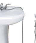 Aquaus 360 Faucet Bidet With Brass Sprayer And Warm Water connected to bathroom sink