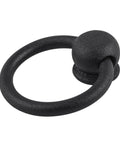 2-Inch Black Wrought Iron Cabinet Handles And Drawer Pulls Antique Style With Mounting Hardware, front view of a mission ring pull handle