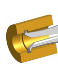 Slick Digital Caliper Gauge For Dead On Inside Outside And Groove Measurements With Smooth One Touch Operation Heavy Duty Design And Corrosion Resistant Finish, detailed view of measurement tips on a cylindrical object.