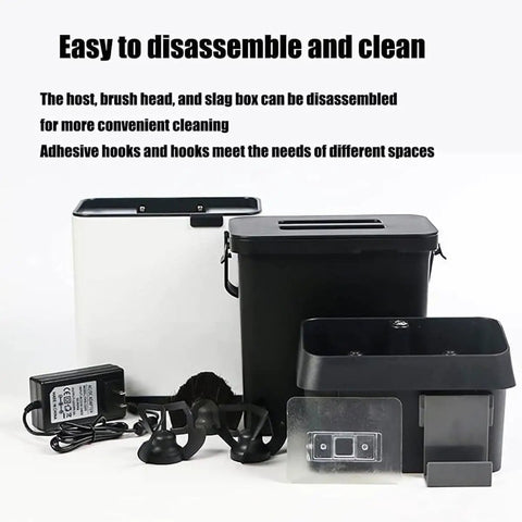 Electric Portafilter Cleaner And Espresso Knock Box Certified Game Changer Auto Vacuum Coffee Pucks Quick For Zero Sweat Cleanup Pro Level Barista Gear parts including disassembled components and accessories.