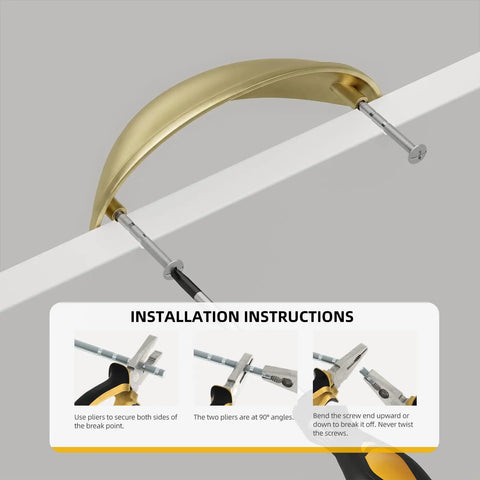 Installation of Light Brass Cup Pulls 10 Pack Brushed Gold Cabinet Pulls Gold Cup Drawer Handles with instructions shown.